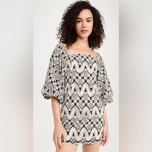 NWT Cara Cara Montauk B&W Scallop Eyelet Mini Dress Large